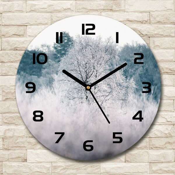 Round wall clock Winter trees