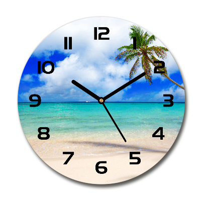 Round wall clock Caribbean beach