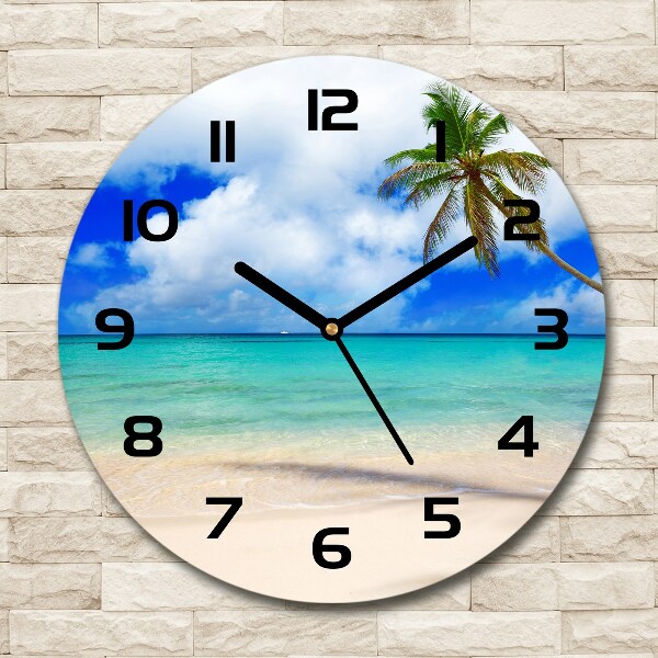 Round wall clock Caribbean beach