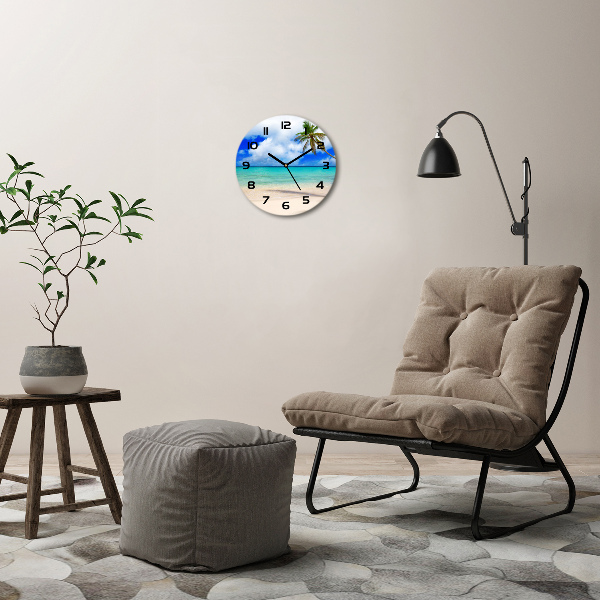 Round wall clock Caribbean beach