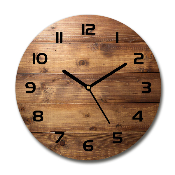 Round wall clock Wooden background