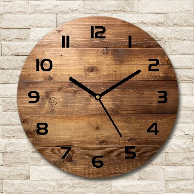 Round wall clock Wooden background