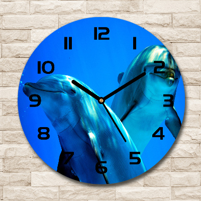 Round wall clock Two dolphins