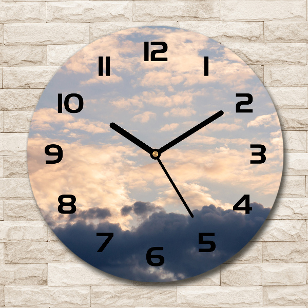 Round wall clock Clouds in the sky