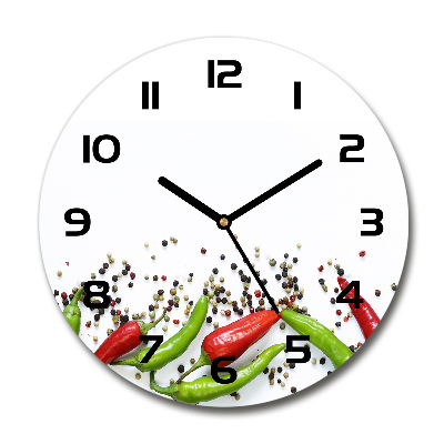 Round glass clock Chilli peppers