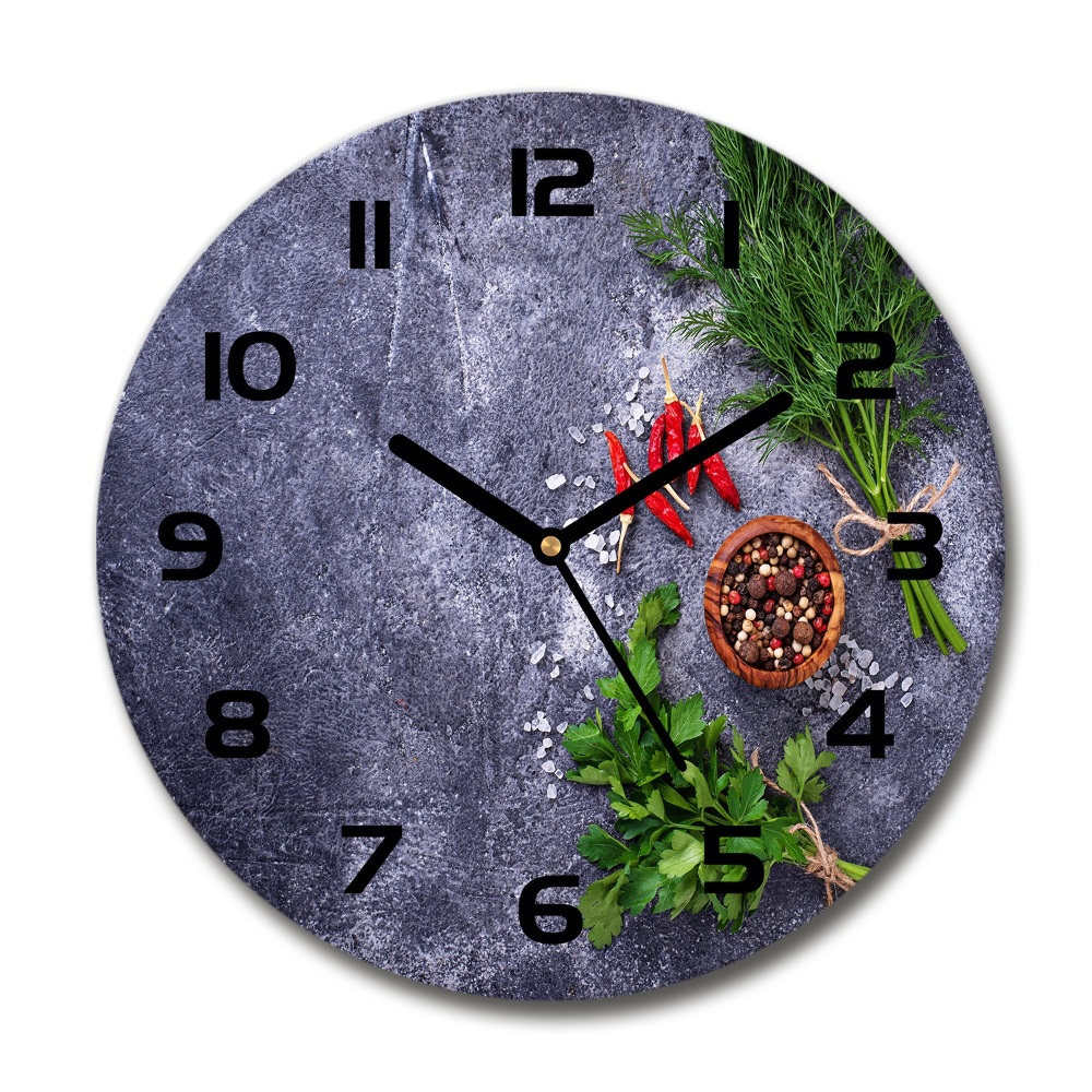 Round wall clock Herbs and spices