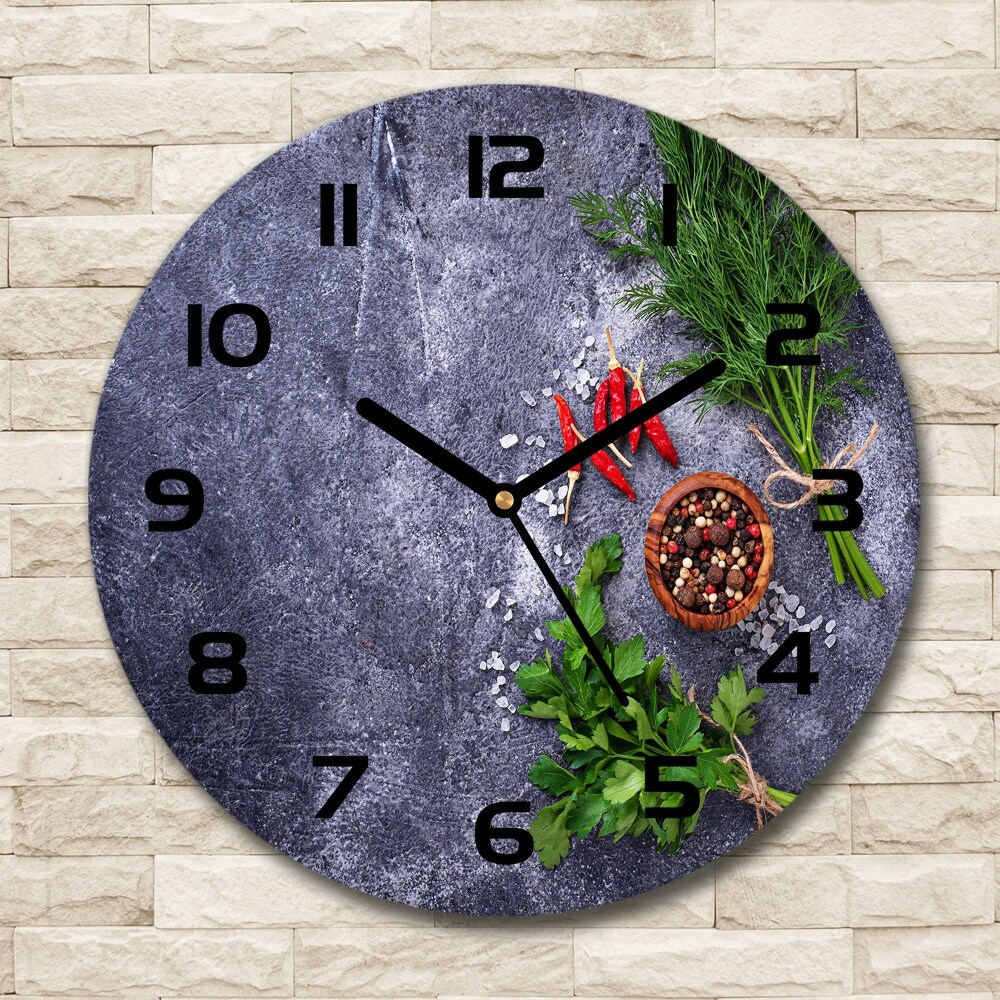 Round wall clock Herbs and spices