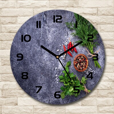 Round wall clock Herbs and spices