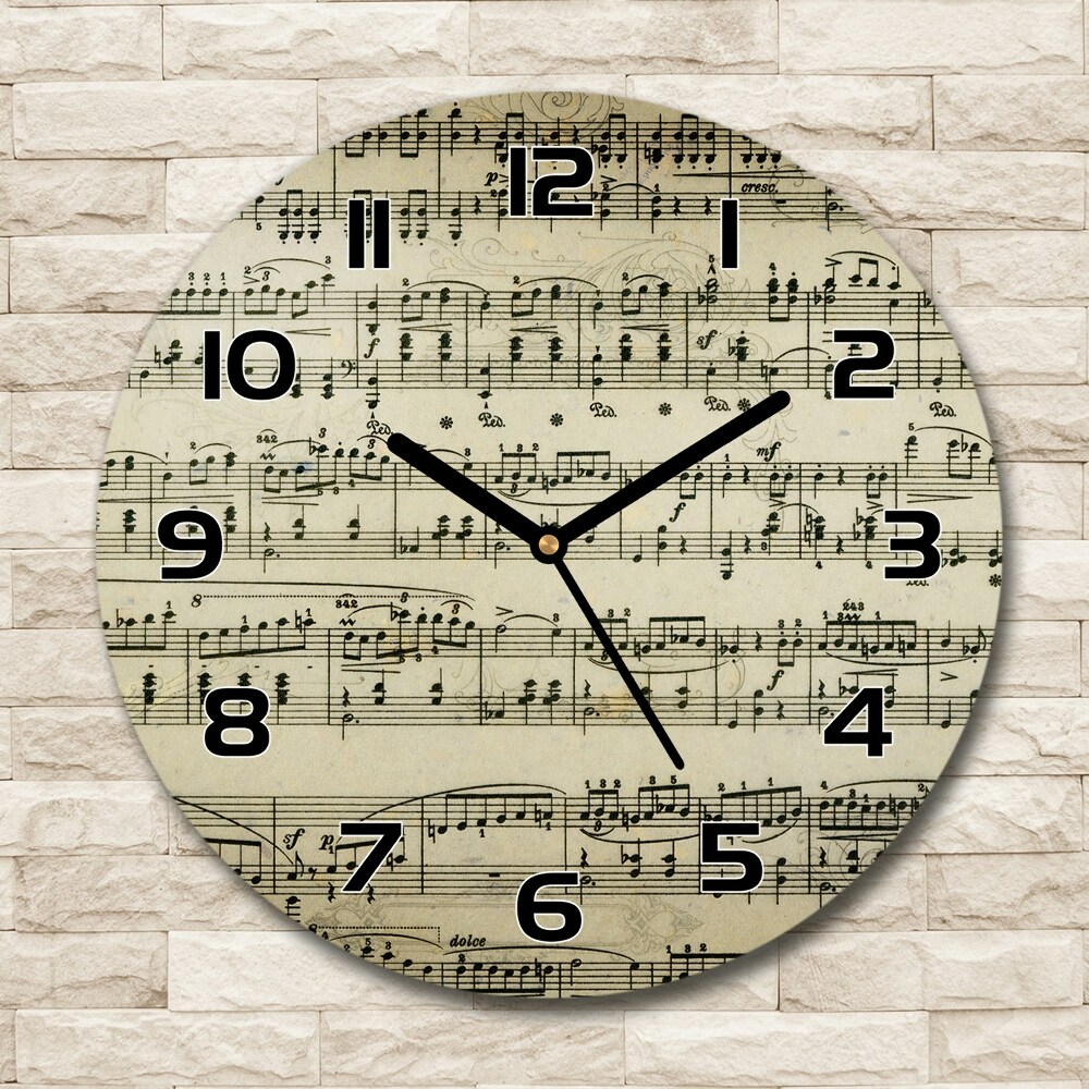 Round wall clock Notes on the staff