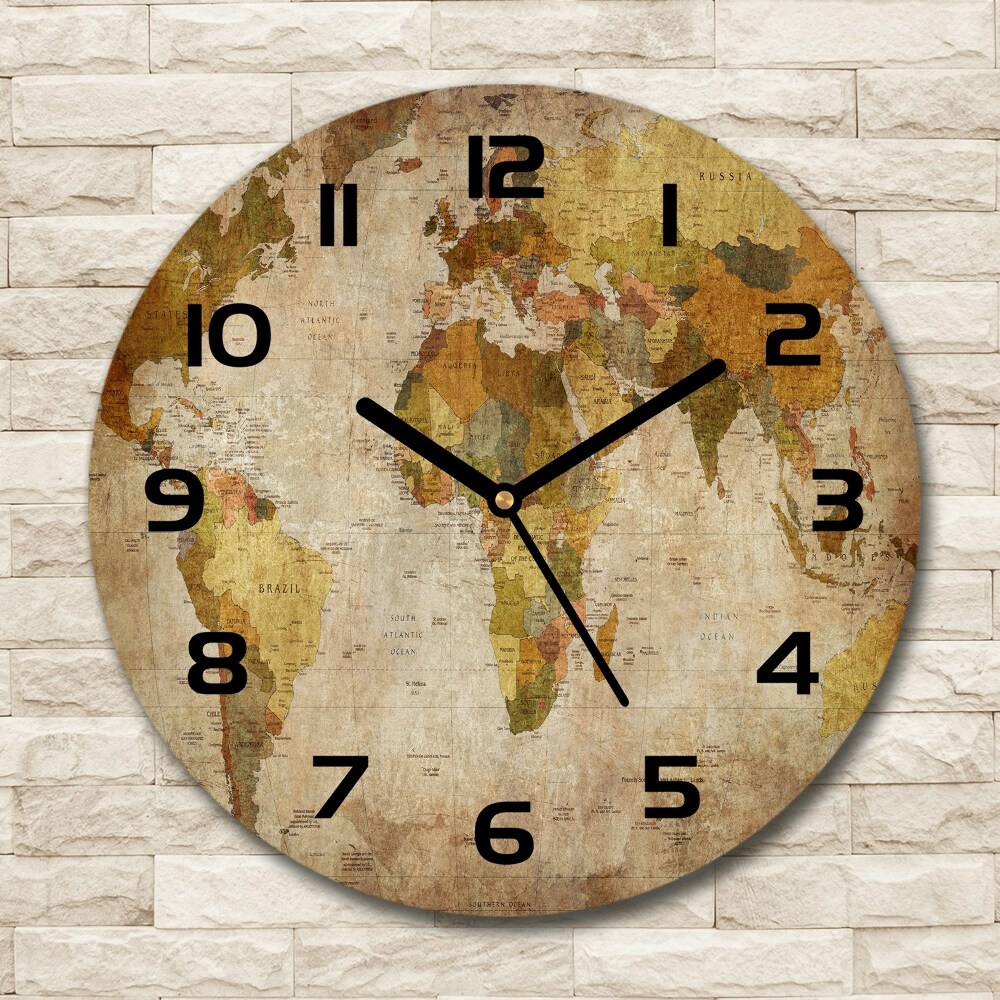 Round wall clock Political map