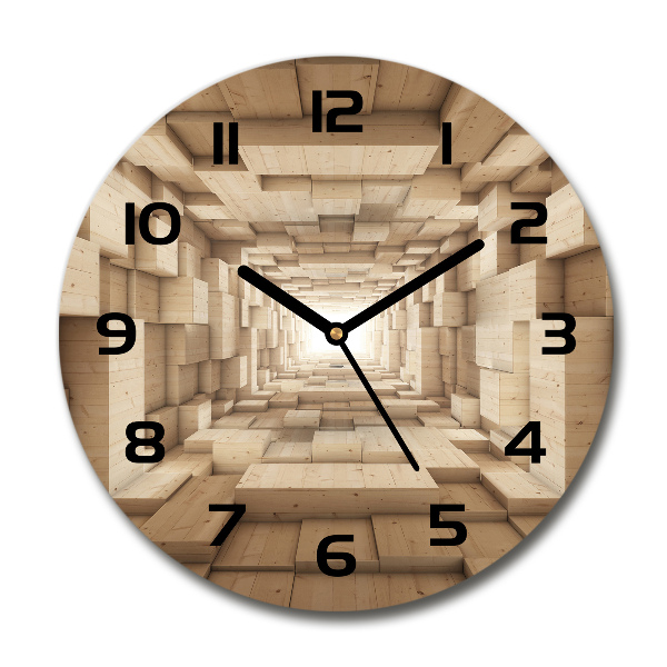 Round wall clock Wooden tunnel