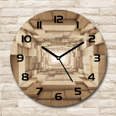 Round wall clock Wooden tunnel