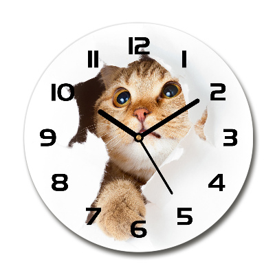 Round wall clock Cat in a hole