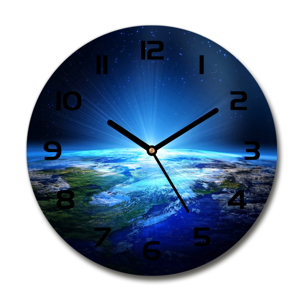 Round wall clock Planet Earth