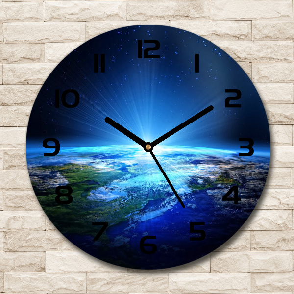 Round wall clock Planet Earth