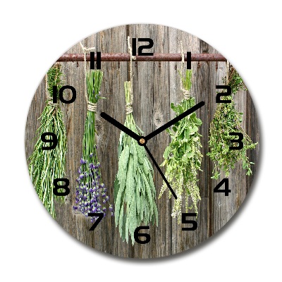 Round wall clock Herbs on a string