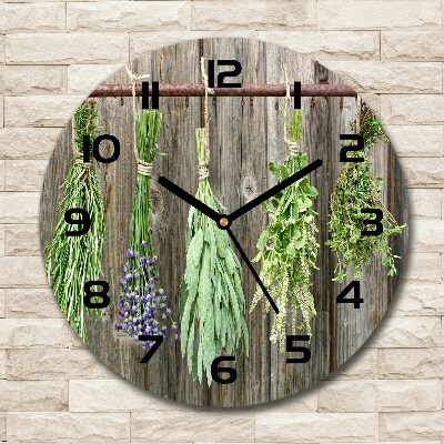 Round wall clock Herbs on a string