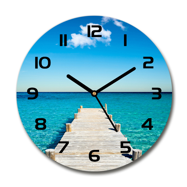 Round wall clock Wooden pier