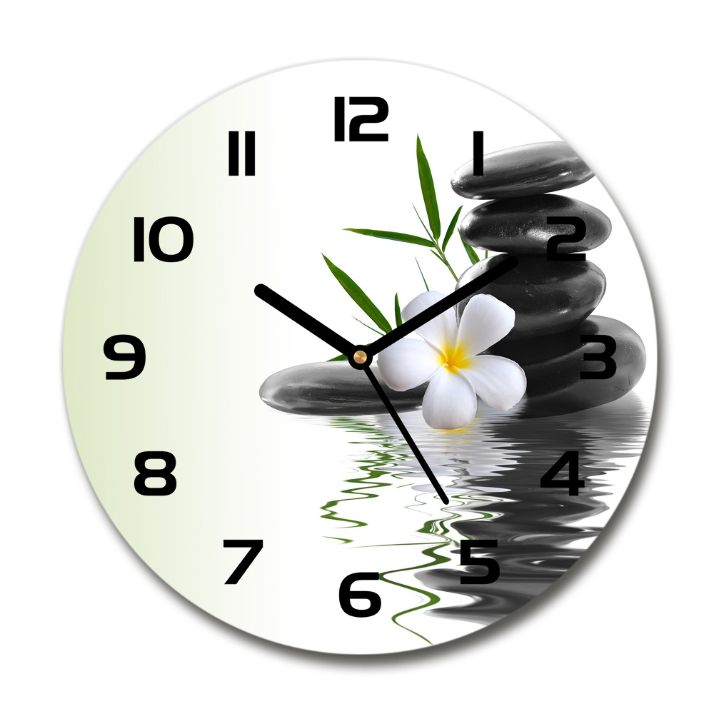 Round wall clock Orchid and stones