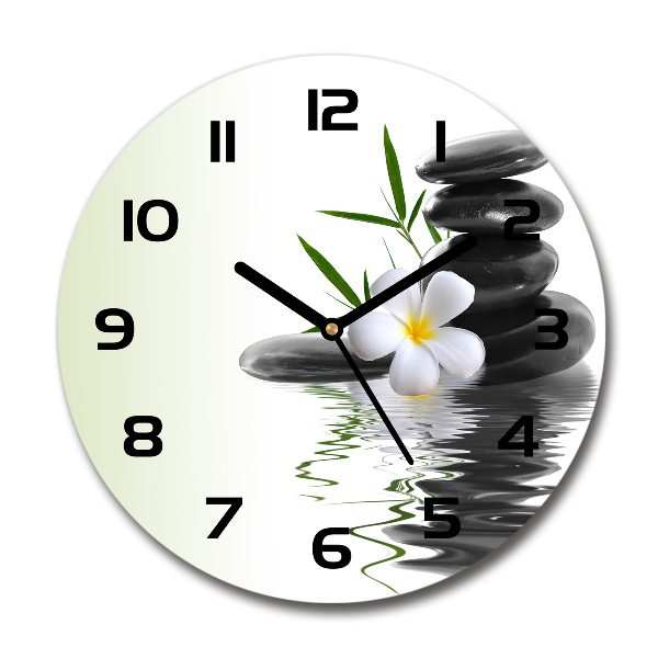 Round wall clock Orchid and stones