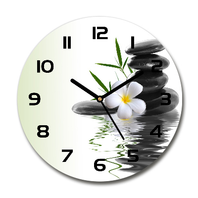 Round wall clock Orchid and stones