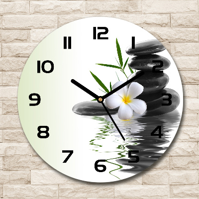 Round wall clock Orchid and stones