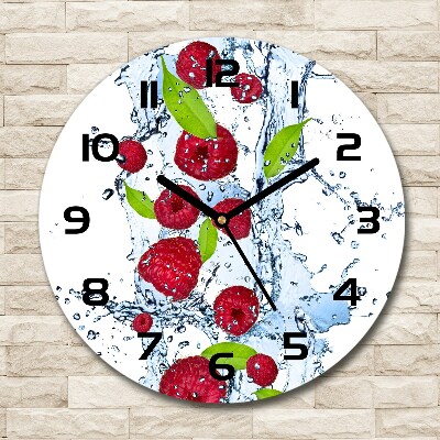 Round wall clock Raspberries and water