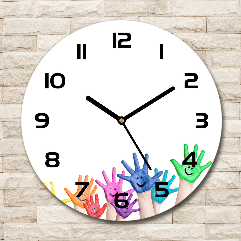 Round wall clock Painted hands