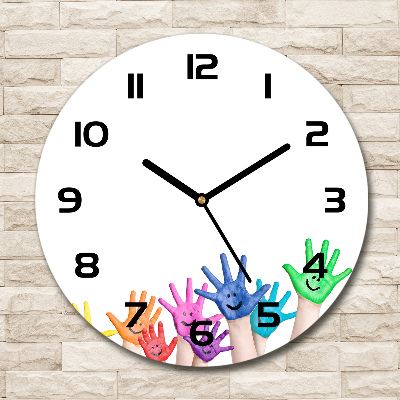 Round wall clock Painted hands