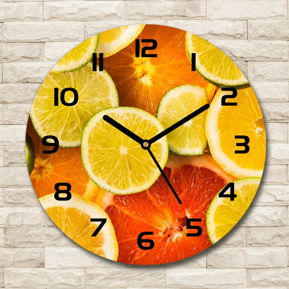 Round wall clock Citrus fruits