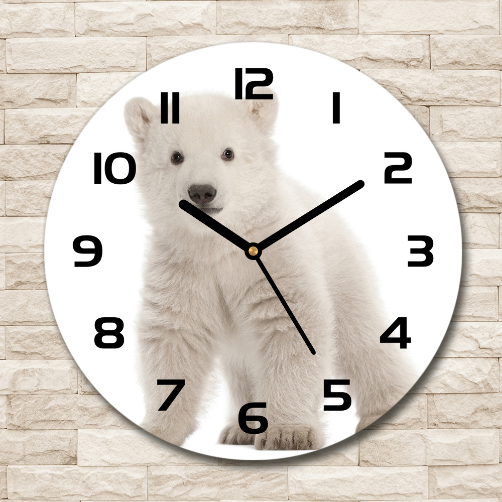 Round wall clock A polar bear