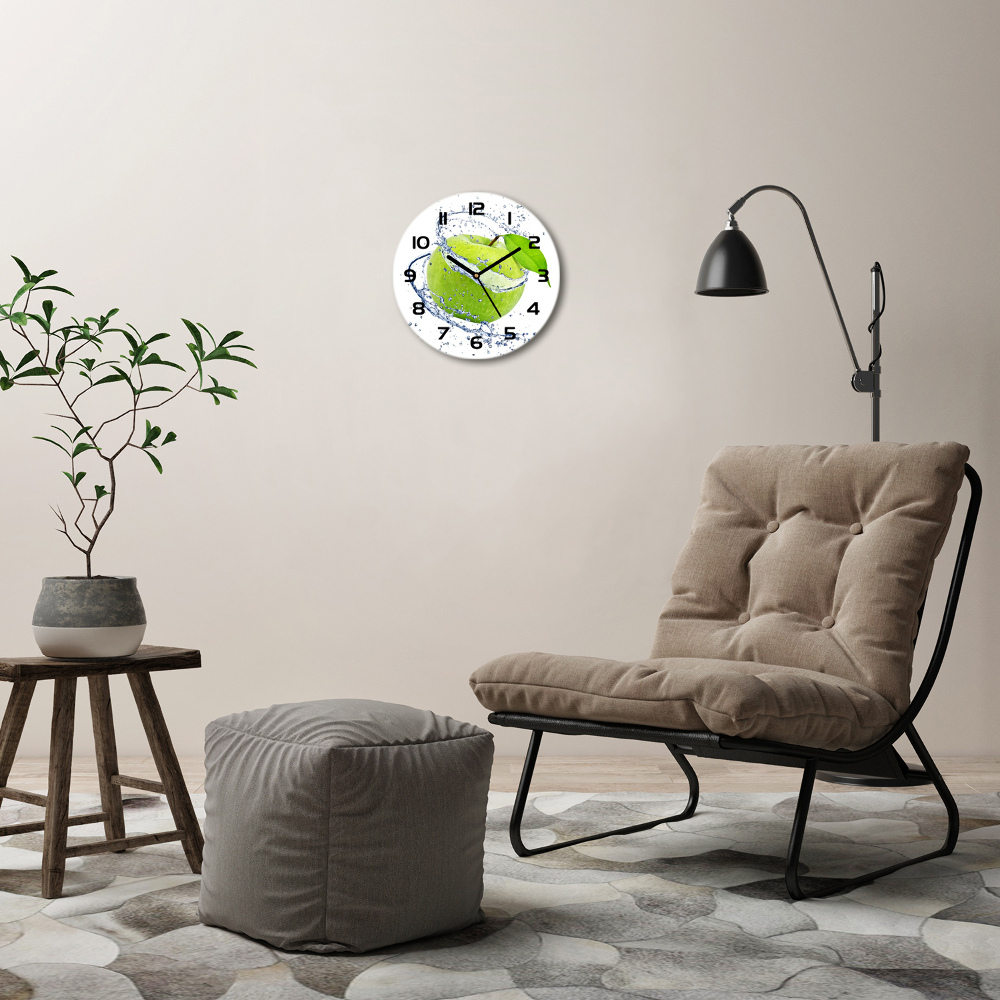 Round wall clock Green apple