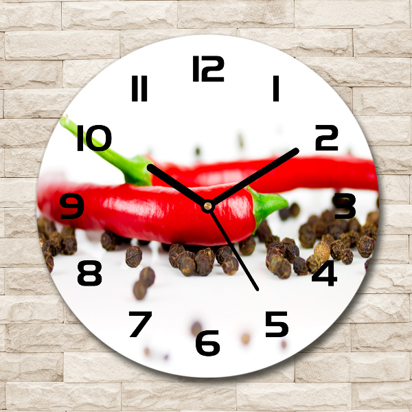 Round wall clock Chilli and pepper