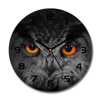 Round wall clock Owl devilish eyes