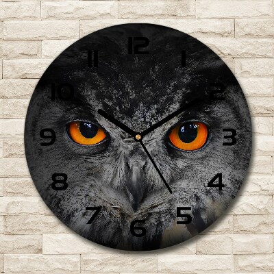 Round wall clock Owl devilish eyes