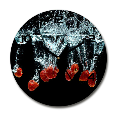 Round wall clock Strawberries under water