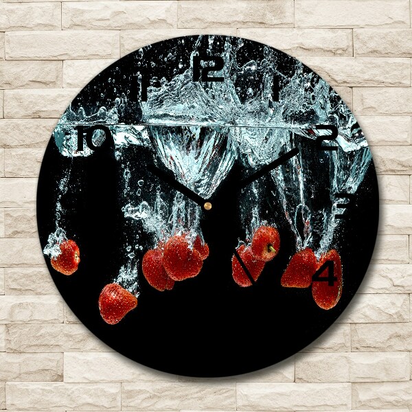 Round wall clock Strawberries under water