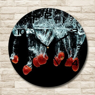 Round wall clock Strawberries under water