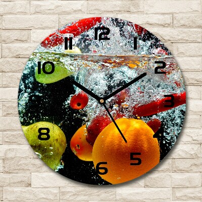 Round wall clock Fruit underwater