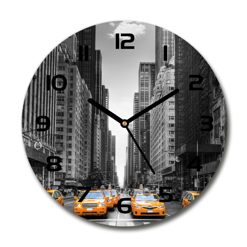 Round glass clock New York taxis