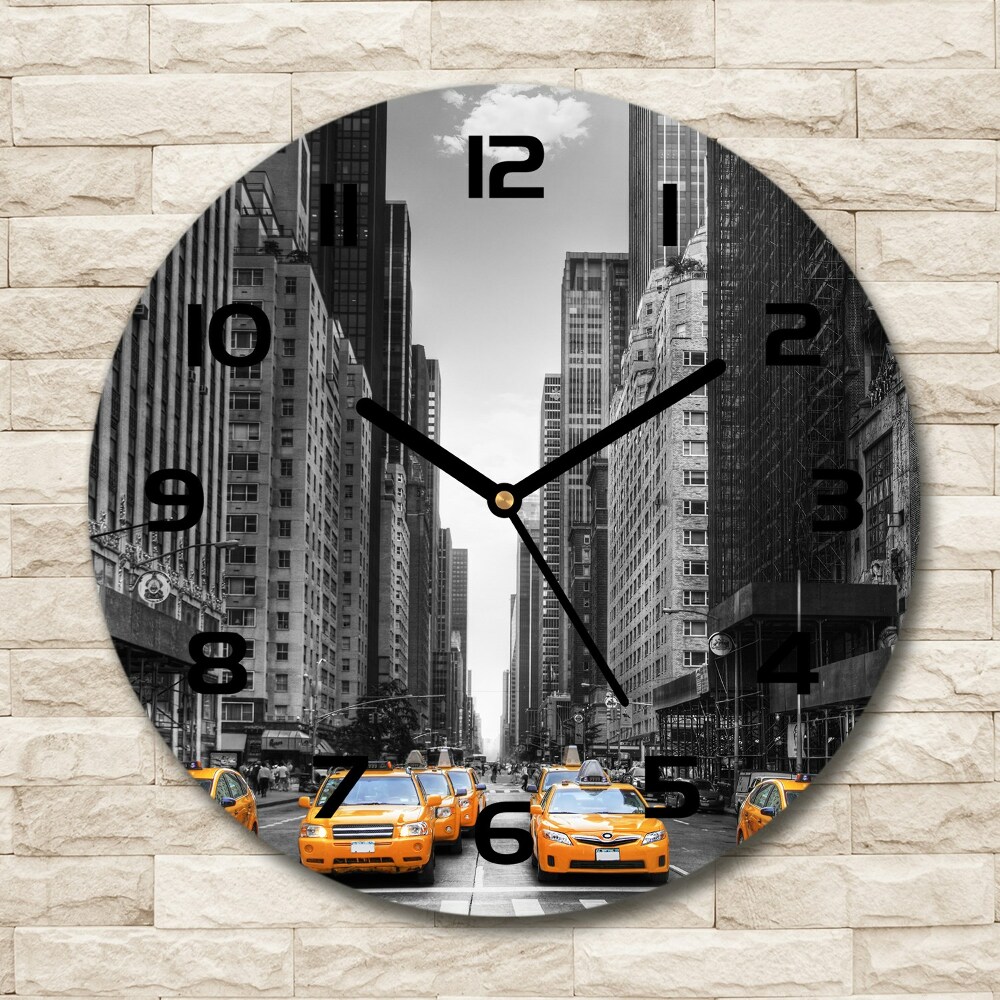 Round glass clock New York taxis