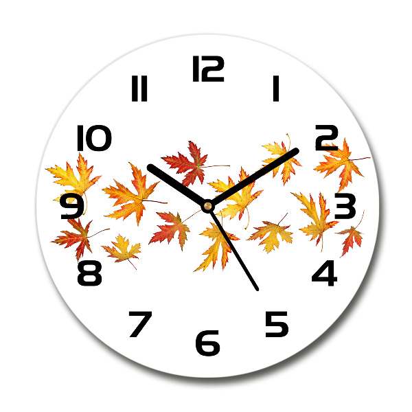 Round wall clock Autumn leaves