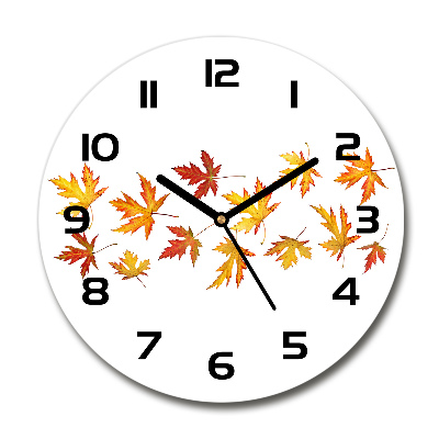 Round wall clock Autumn leaves