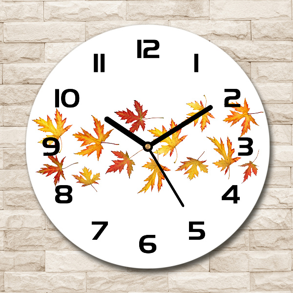 Round wall clock Autumn leaves