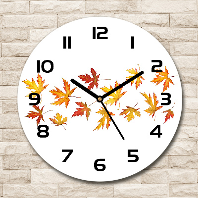 Round wall clock Autumn leaves