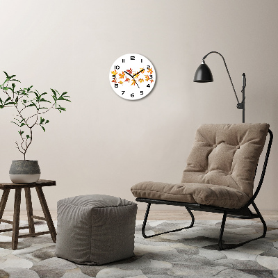 Round wall clock Autumn leaves