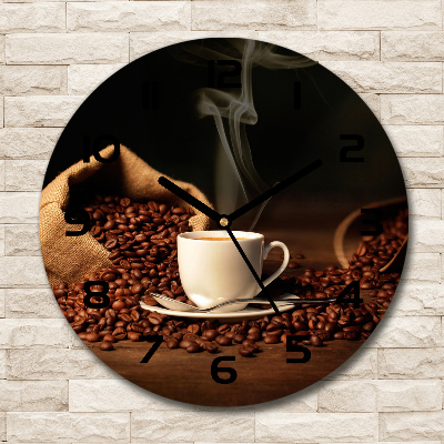 Round wall clock Coffee in a cup