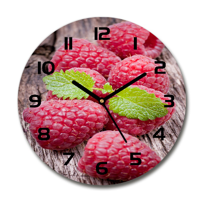 Round glass wall clock Raspberries