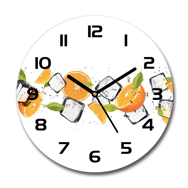 Round clock glass Ice oranges