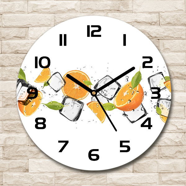 Round clock glass Ice oranges